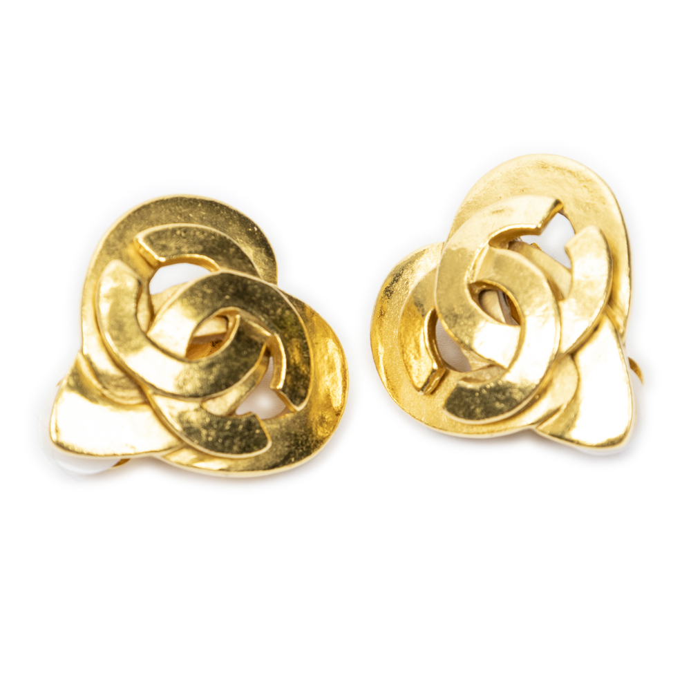 Chanel CC Heart Clip On Earrings